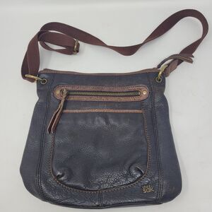 THE SAK Crossbody Purse Soft Leather Coffee Brown Shoulder Bag Pockets Pebbled